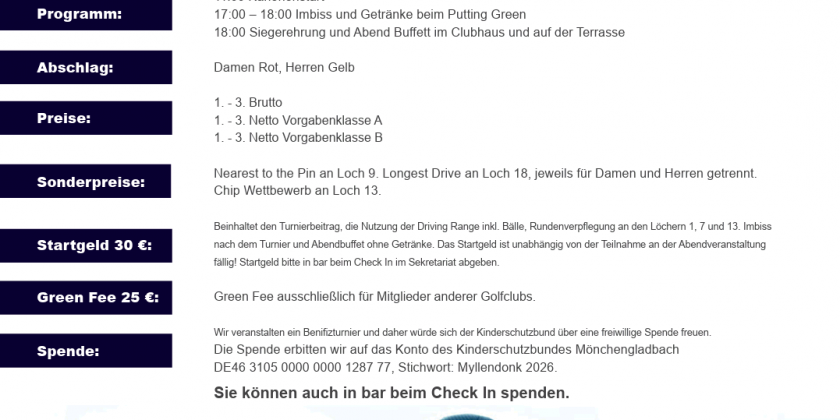 Benefizturnier im Golf Club Schloss Myllendonk